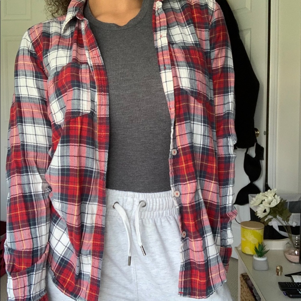 red plaid shirt